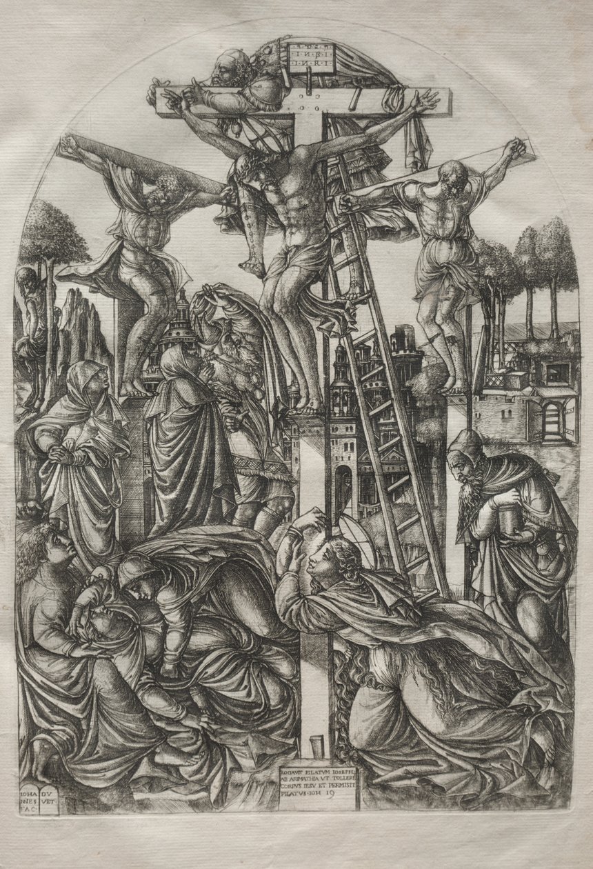 Cristo na cruz entre os dois ladrões, antes de 1561. de Jean Duvet