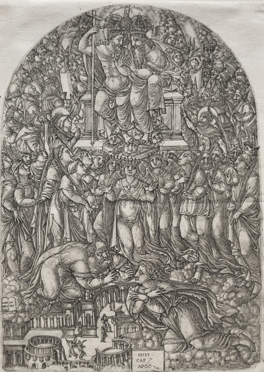 O Apocalipse: Uma Inumerável Multidão que fica diante do Trono, 1555. de Jean Duvet