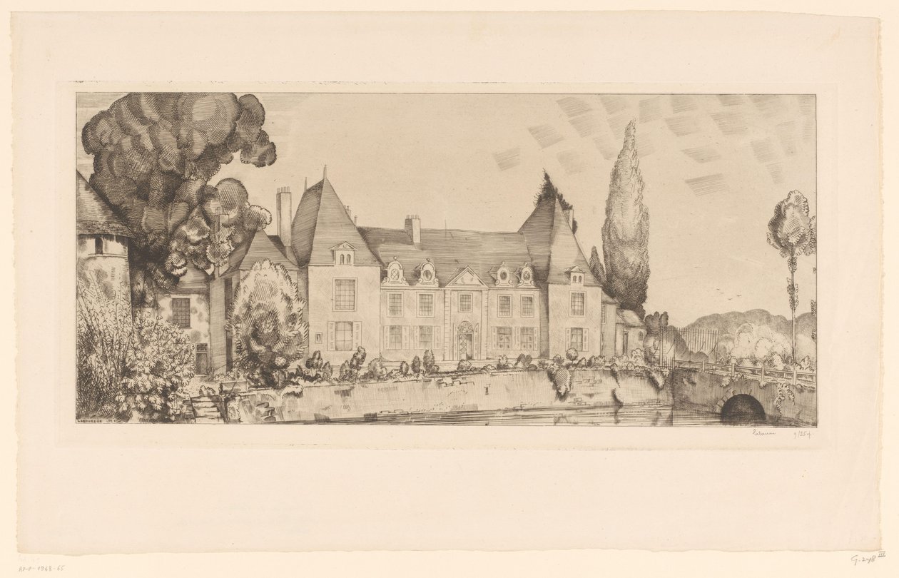 Vista de um castelo na água Vista do castelo de Villaines de Jean Emile Laboureur (signed by artist)