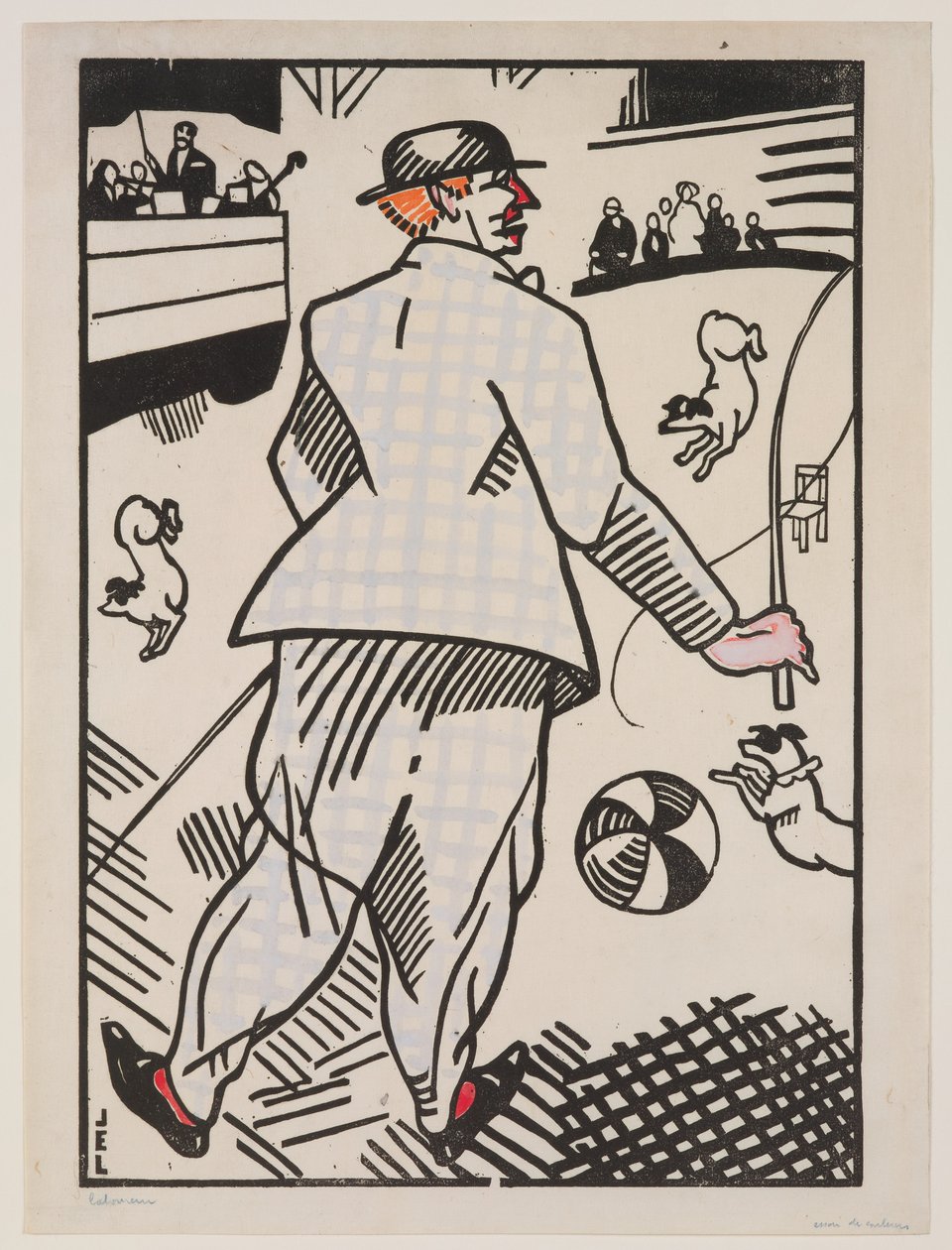 Palhaço com cães (Le Clown aux Chiens) de Jean Emile Laboureur