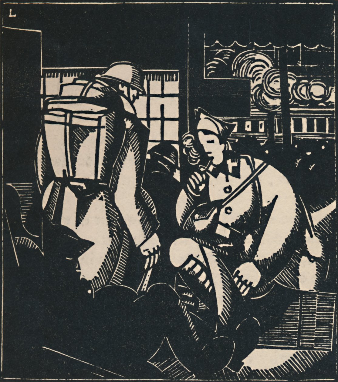 Os soldados na estação, 1919 de Jean Emile Laboureur