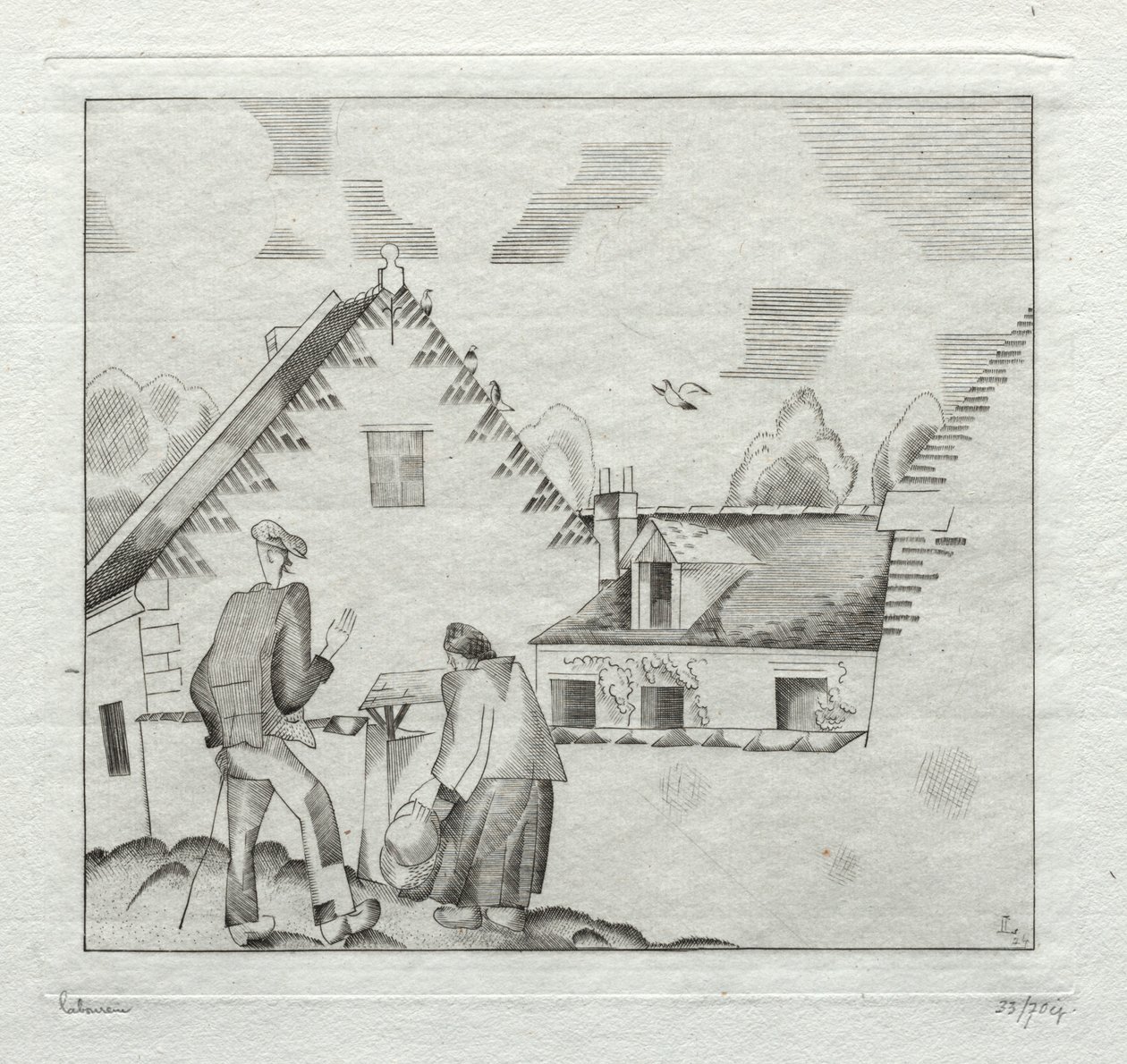Aldeões, a conversar de Jean Emile Laboureur
