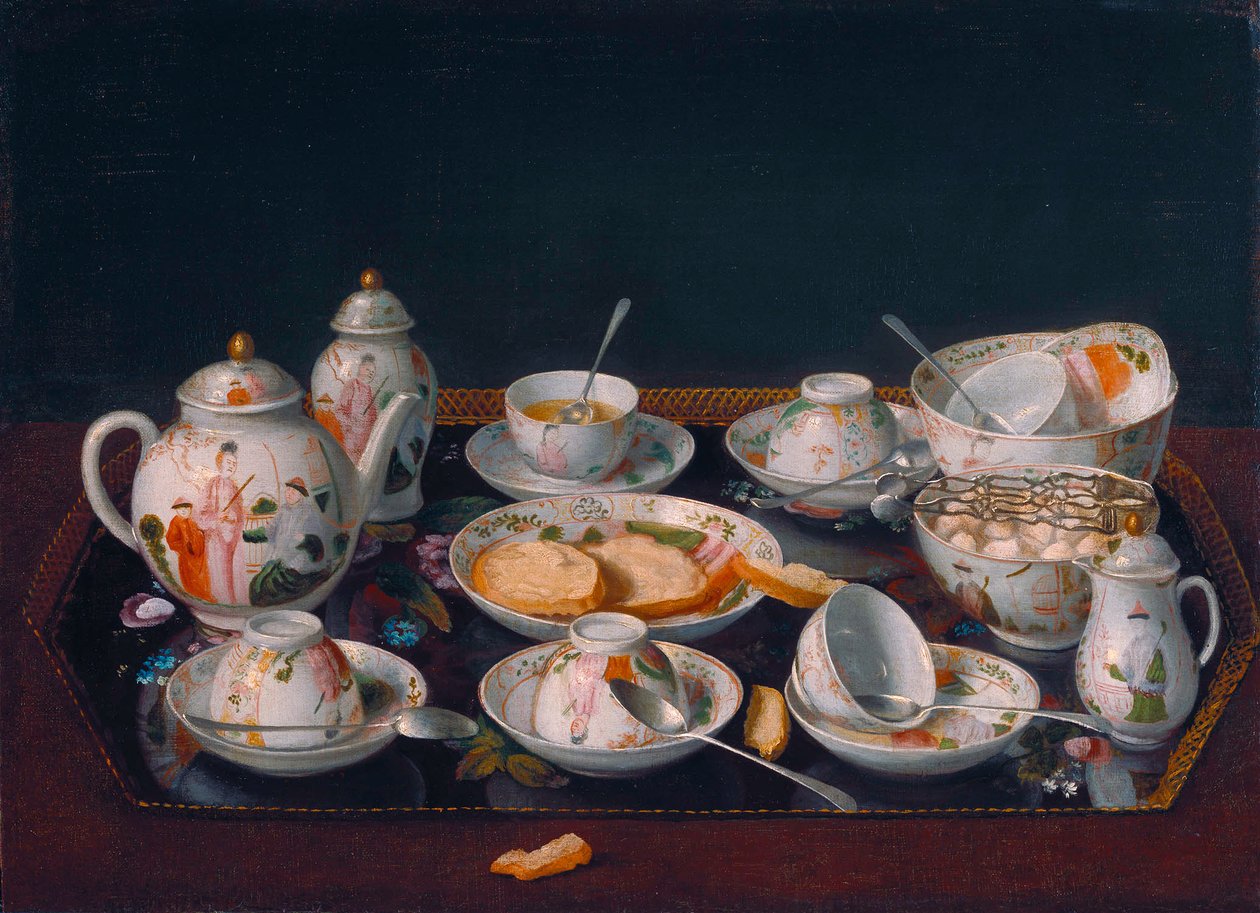 Alemão: Natureza morta com chávenas de café (conjunto de chá japonês) Natureza morta: conjunto de chá de Jean Étienne Liotard