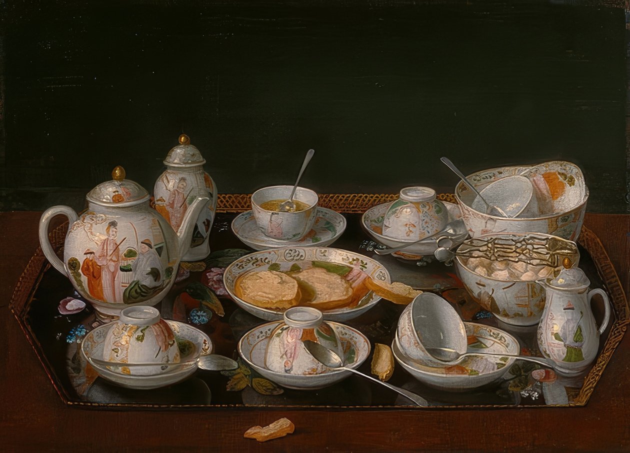 Ainda vida: serviço de chá. Por volta de 1781-83 de Jean Étienne Liotard