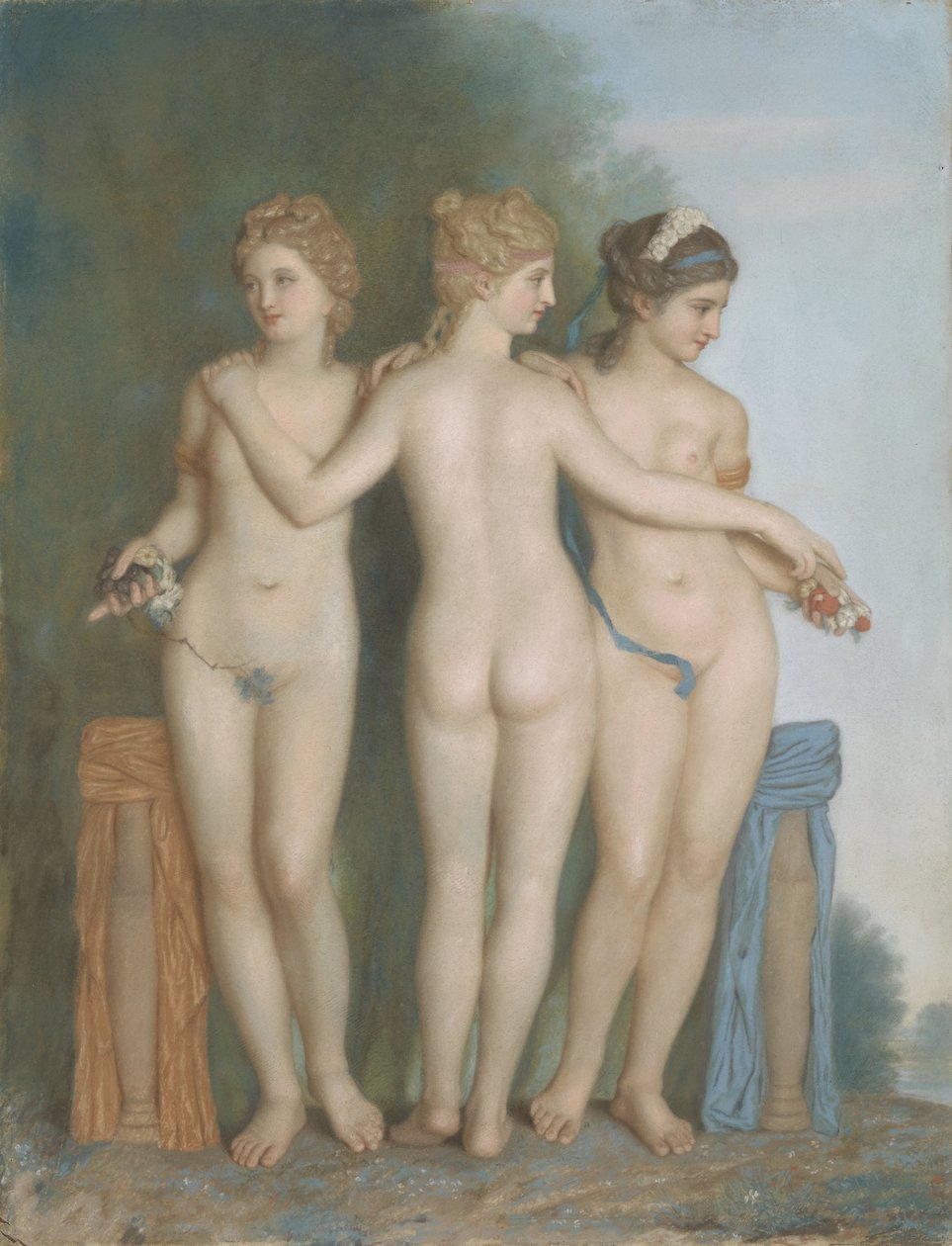 As Três Graças, depois do Grupo de Mármore Antigo na Galleria Borghese, Roma de Jean Étienne Liotard