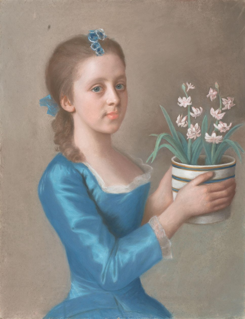 Jovem que segura um pote de jacintos
Menina segurando um vaso de jacintos (possivelmente um retrato de Lady Caroline Russell, mais tarde Duquesa de Marlborough) de Jean Étienne Liotard