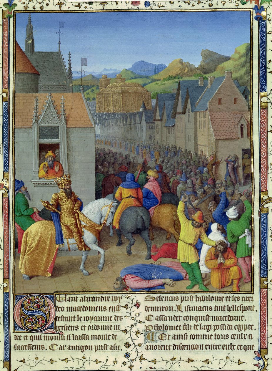 1s Fr 847 f.248 Entrada de Ptolomeu Soter em Jerusalém c.30 aC, ilustração de &39;Antiquites Judaiques&39;, c.1470 de Jean Fouquet