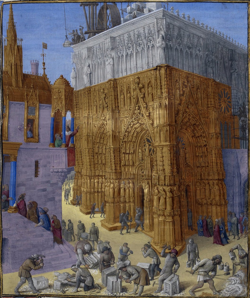 Construção do Templo em Jerusalém de Jean Fouquet