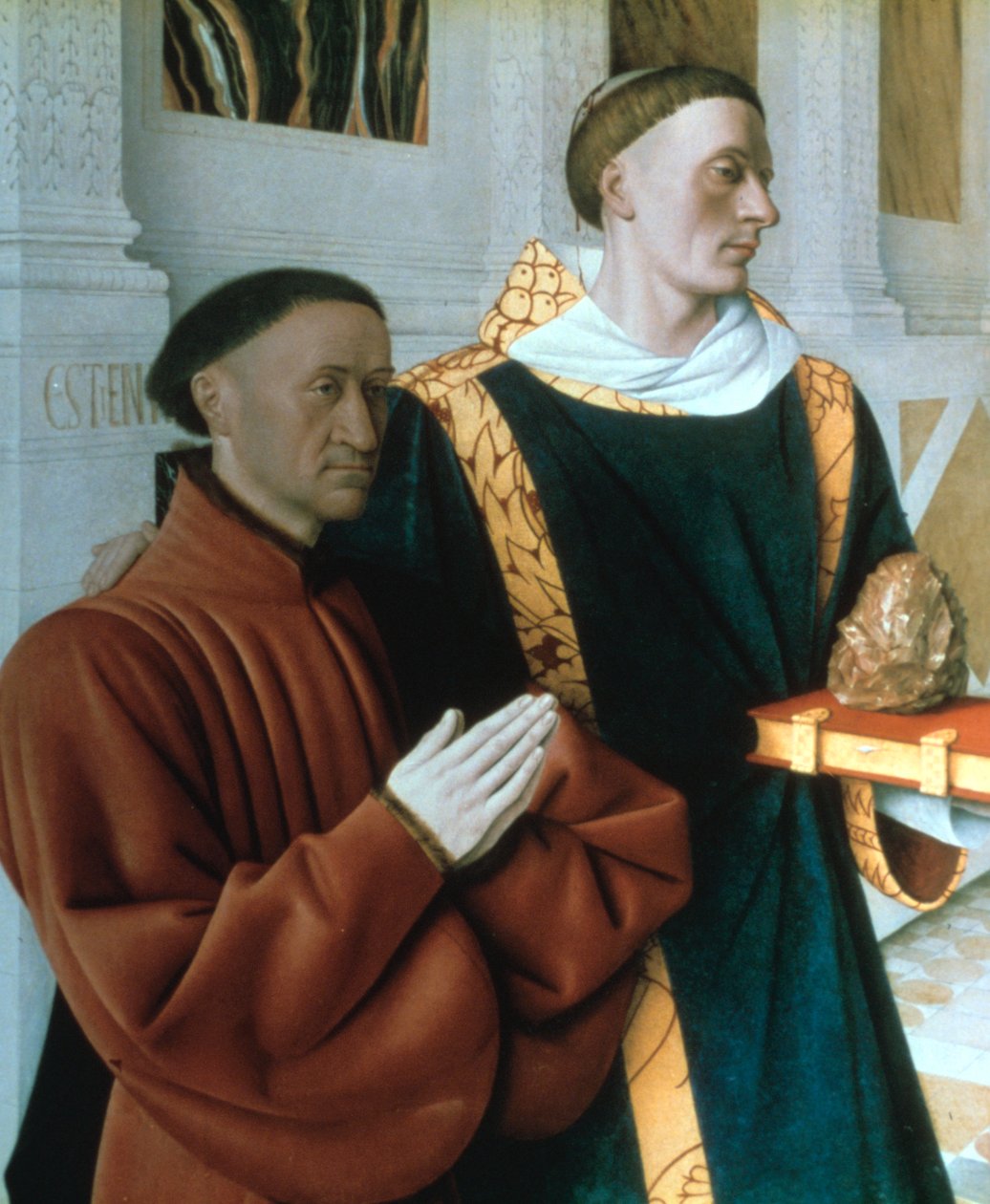 Etienne Chevalier e St Stephen, c1450 de Jean Fouquet