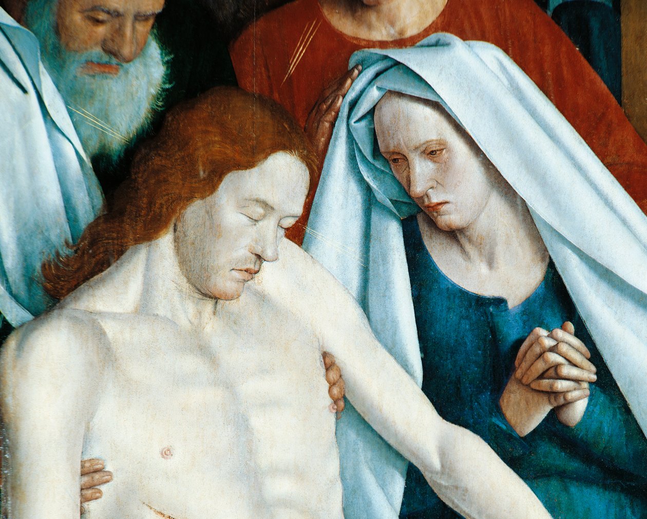 França, Nouans-les-Fontaines, Igreja de São Martinho, A Virgem e Cristo, detalhe de Pieta de Jean Fouquet