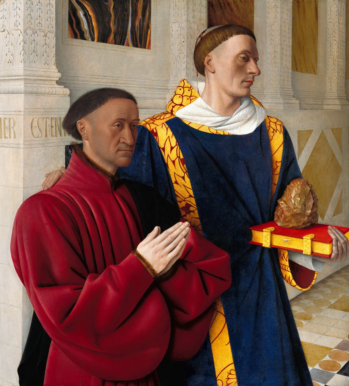 Alemão: Étienne Chevalier mit dem Hl. Stephanus Etienne Chevalier mit dem St. Stephen de Jean Fouquet