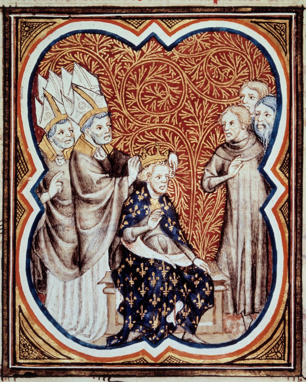 Le corre du roi Louis VI dit le Gros (1081-1137) Miniatura extraída de "Les grandes chronicles de France" de Jean Fouquet (1420-1481) Paris, B.N. do século XV. de Jean Fouquet