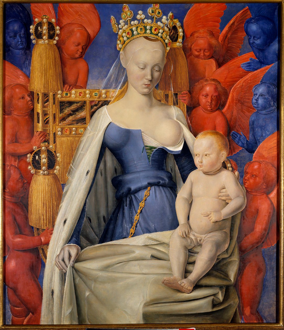 Madona rodeada de serafins e querubins de Jean Fouquet