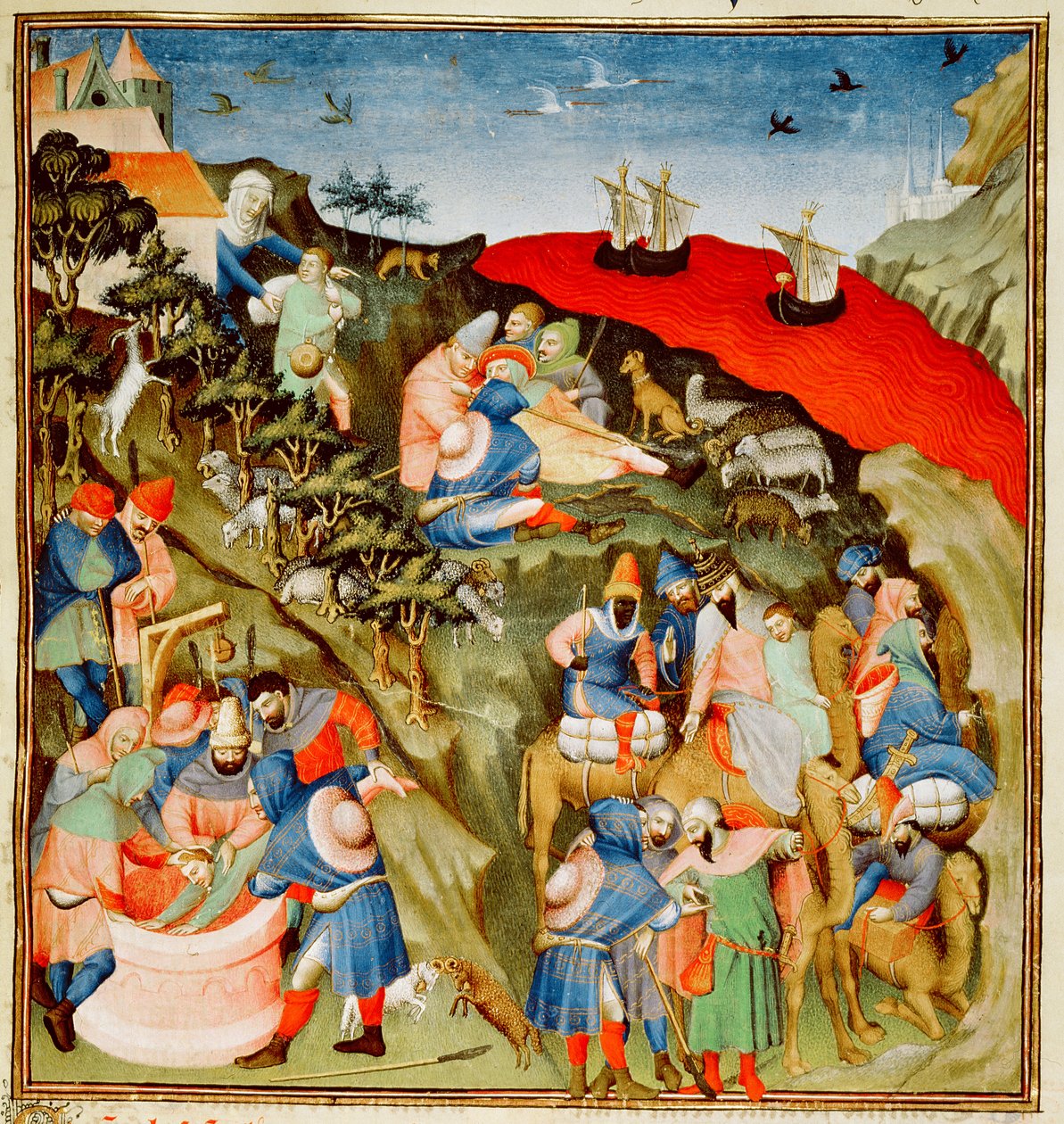 Fr.247 f.25 A História de José, ilustração, de &39;Antiquites Judaiques&39;, c.1470 (ver também 52468) de Jean Fouquet