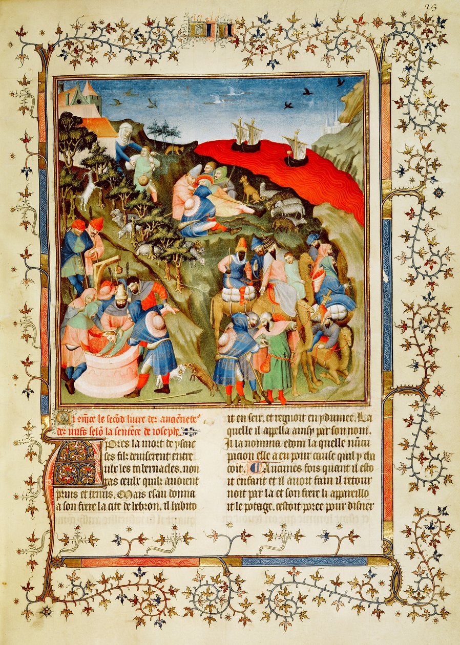 Fr.247 f.25 A História de José, ilustração, de &39;Antiquites Judaiques&39;, c.1470 (ver também 366486) de Jean Fouquet