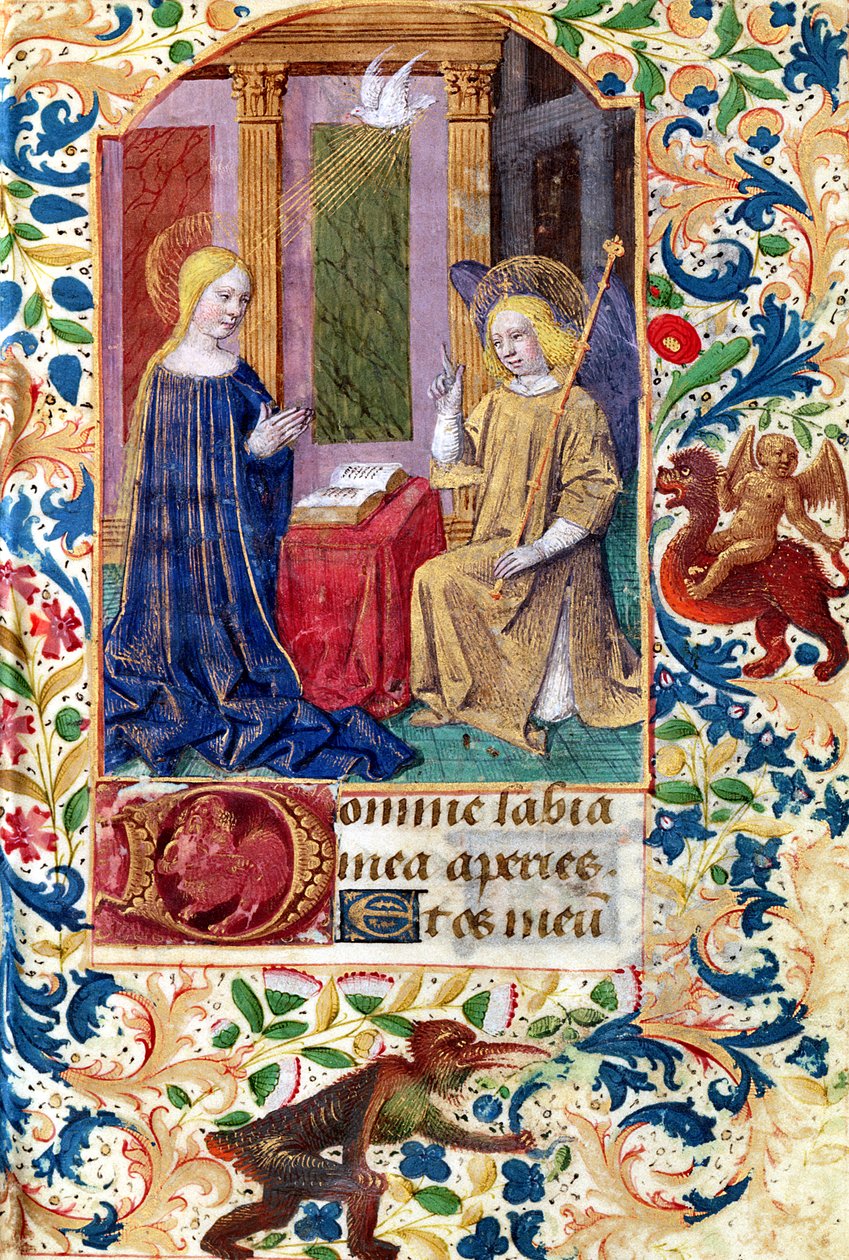 Ms Latim 13305 fol.15 A Anunciação, de &39;Horas ao Uso de Roma&39;, c.1465 de Jean Fouquet