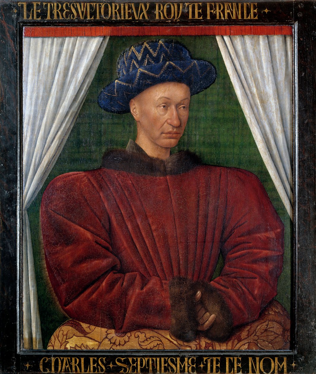 Retrato de Carlos VII (1403-1461) Rei de França. Pintura de Jean Fouquet (1420-1481) de Jean Fouquet