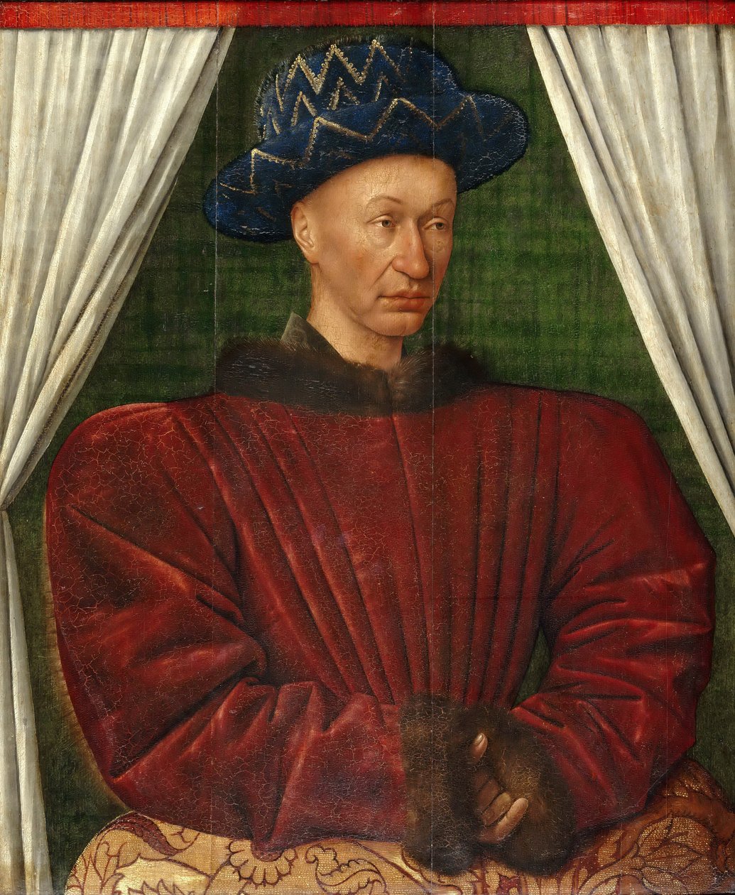 Retrato do rei Carlos VII da França, 1445-1450 de Jean Fouquet