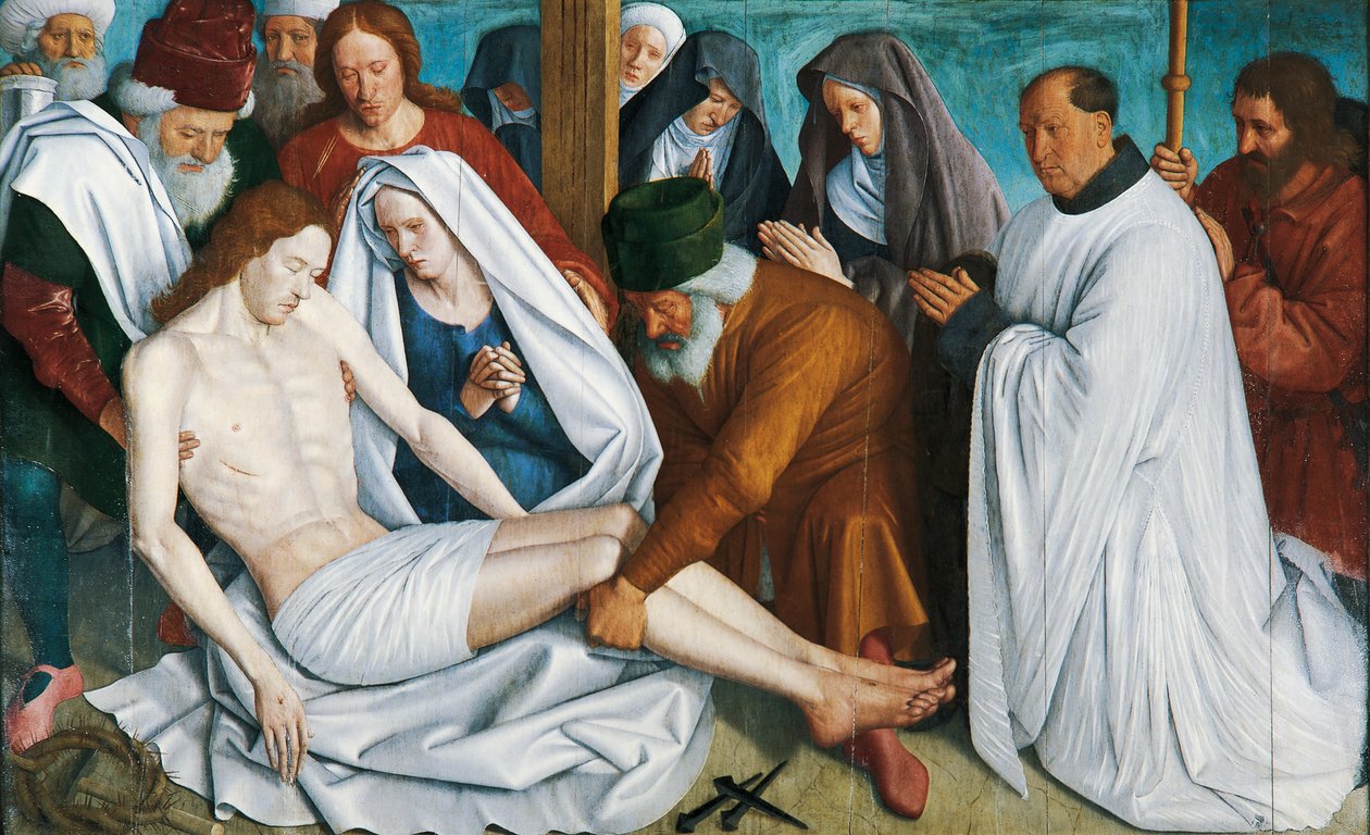 A Pieta de Jean Fouquet (ca 1415 - ca 1481), tempera sobre madeira de Jean Fouquet