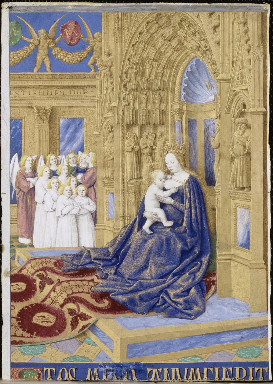 A Virgem e o Menino entronizaram as Horas de Étienne Chevalier de Jean Fouquet