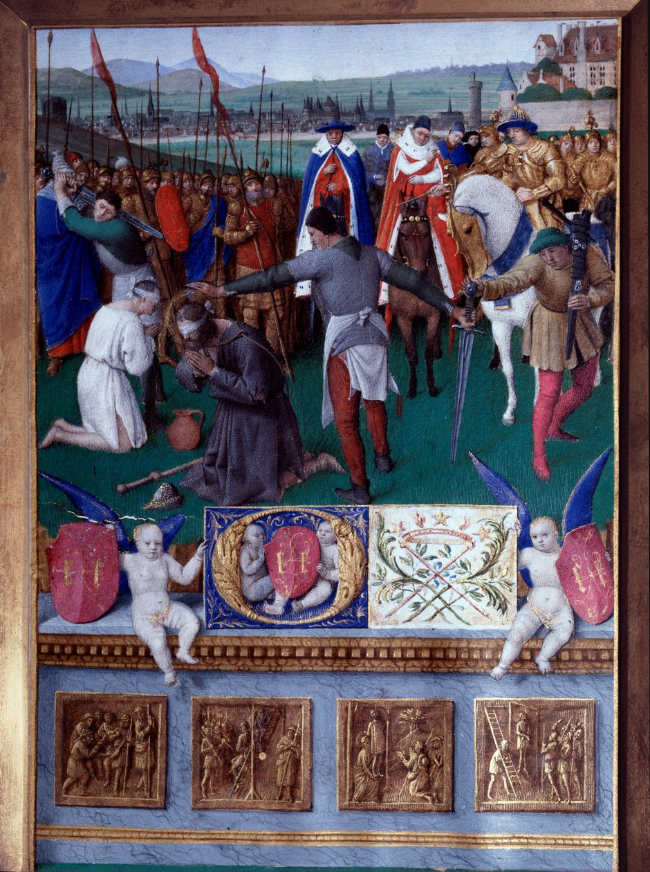 O martírio de São Tiago, a Miniatura Maior, extraído do "Livro de Horas de Etienne Chevalier" de Jean Fouquet (1420-1477/1481) de Jean Fouquet