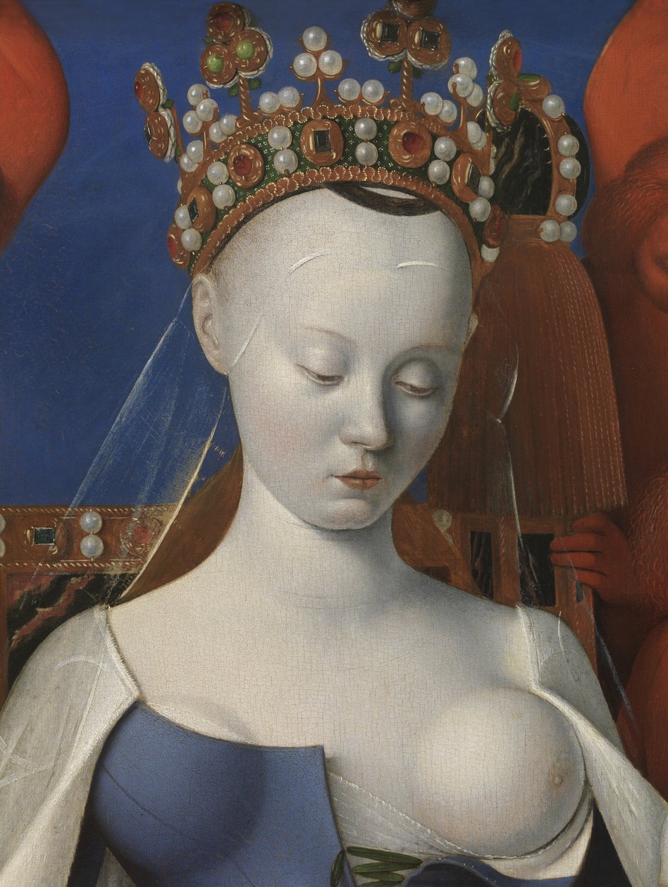 Virgem e Criança rodeadas de querubins e serafins, detalhe de Jean Fouquet