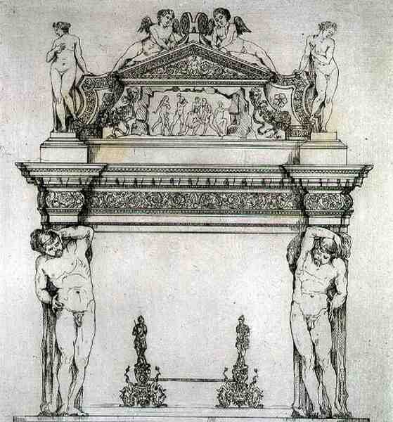Lareira do Salão dos Embaixadores, no Palácio Ducal, em Veneza, de "Arte e Indústria", publicado por Delatre, Paris de Jean Francois (after) Albanis de Beaumont