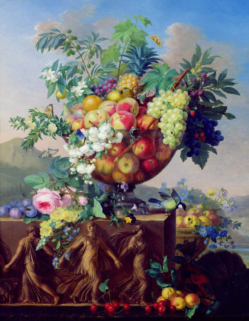 Coupe com flores e frutas de Jean Francois Bony
