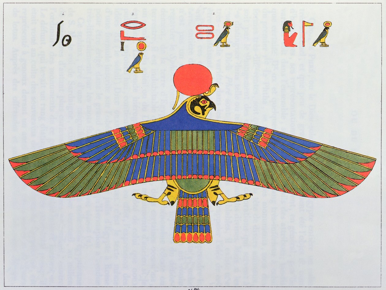 O deus Horus representado na forma de um sparrowhawk, 1823 de Jean Francois Champollion