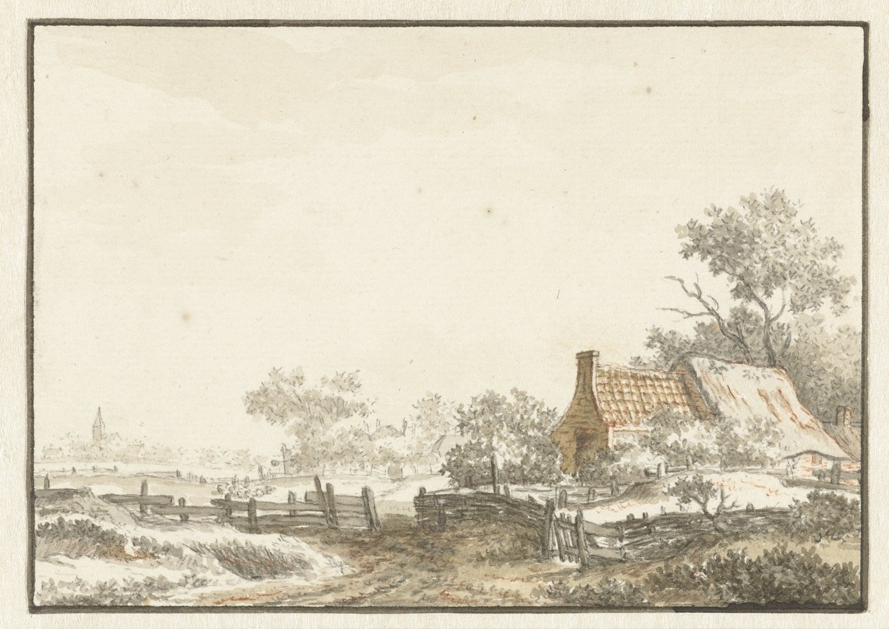 Paisagem com casa de campo de Jean François Delcourt