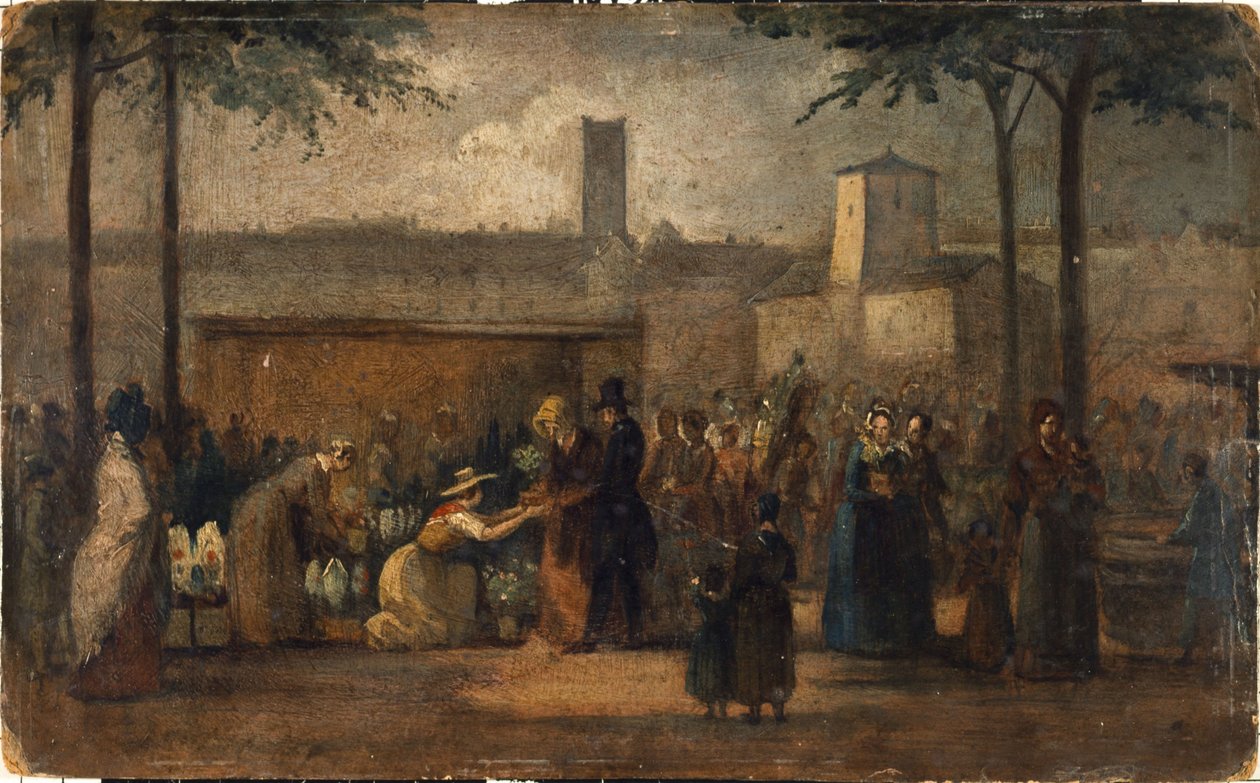 O Mercado das Flores, ca. 1839 (pintura) de Jean Francois Demay