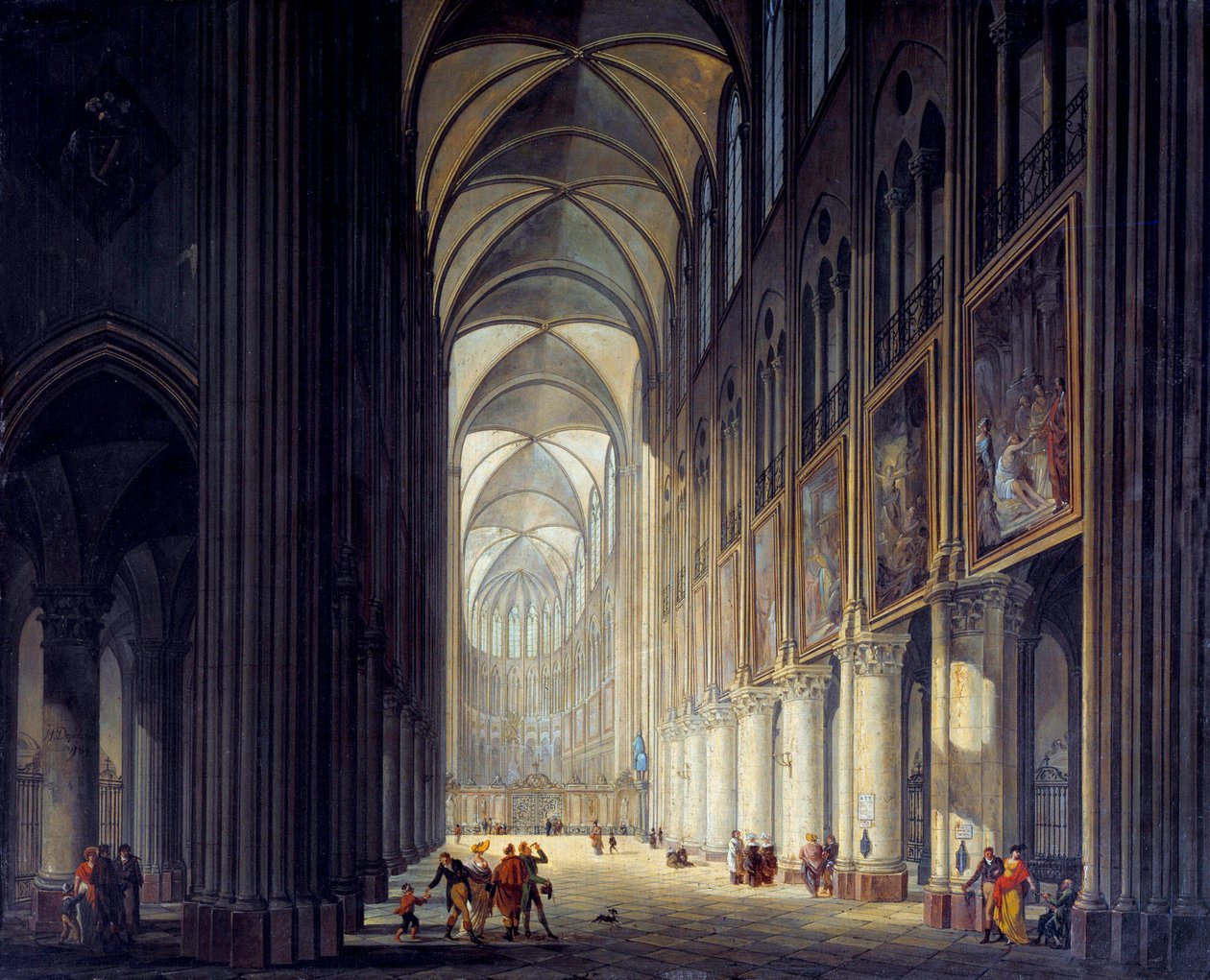 Vista interior da catedral Notre Dame de Paris Pintura de J. F. Depelchin (1770-1835) 1789 Dom. 0,43x0,54m Paris, Musee Carnavalet - Vista interior da catedral Notre Dame de Paris. Pintura de J.F. Depelchin (1770-1835) de Jean Francois Depelchin