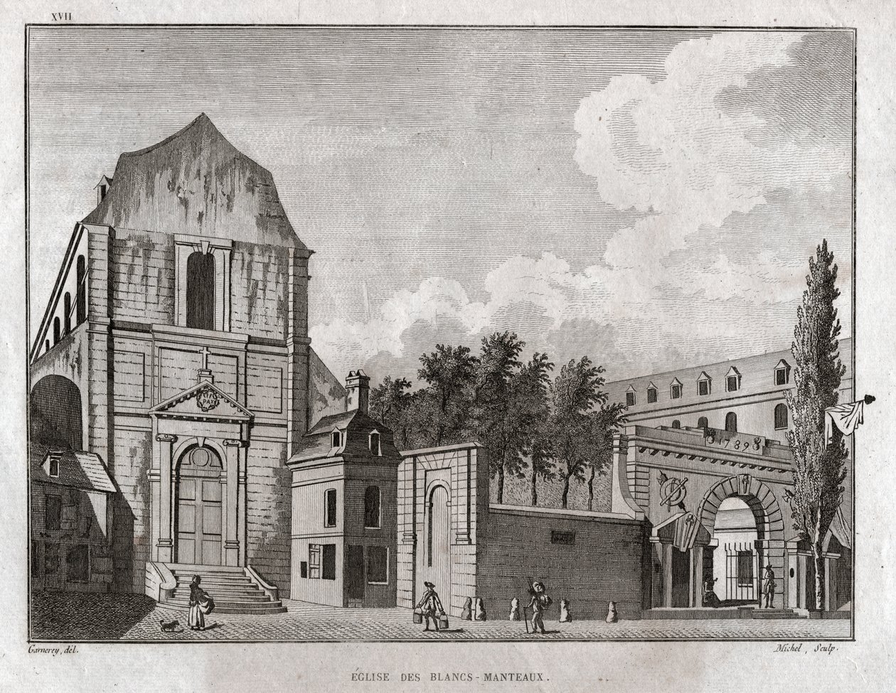 Igreja de Blancs Coats, Paris. (gravura, cerca de 1780) de Jean Francois Garneray