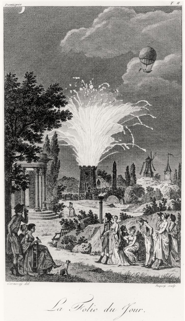 Show de fogos de artifício no Jardin de Tivoli, c.1826 de Jean Francois Garneray