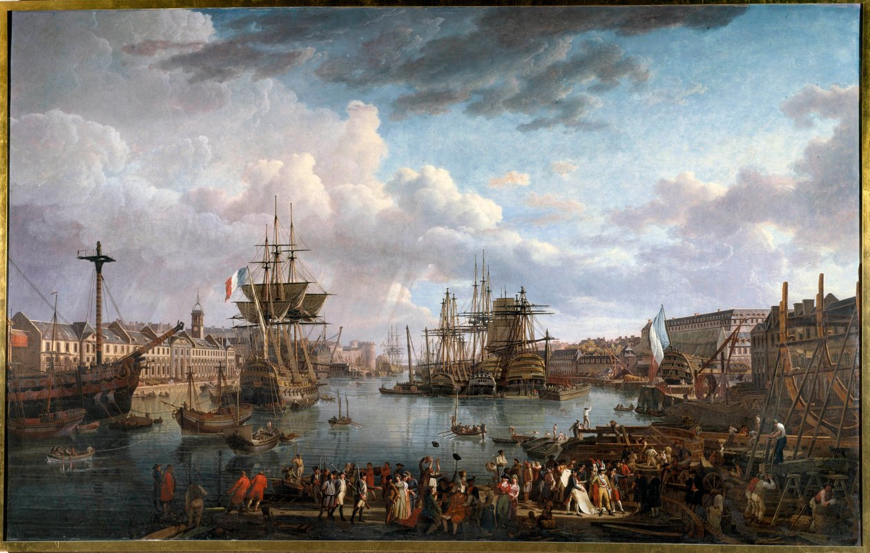 Vista do porto de Brest no século XVIII Pintura de Jean-Francois Hue (1751-1823) Século XVIII de Jean Francois Hue
