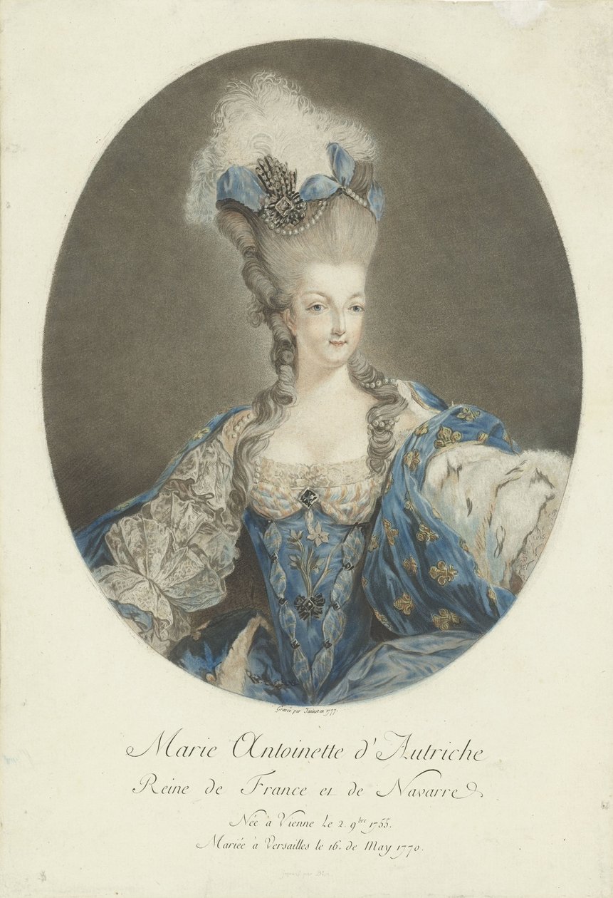 Retrato de Maria Antonieta Maria Antonieta da Áustria, Rainha da França e Navarra (título no objeto) de Jean Francois Janinet