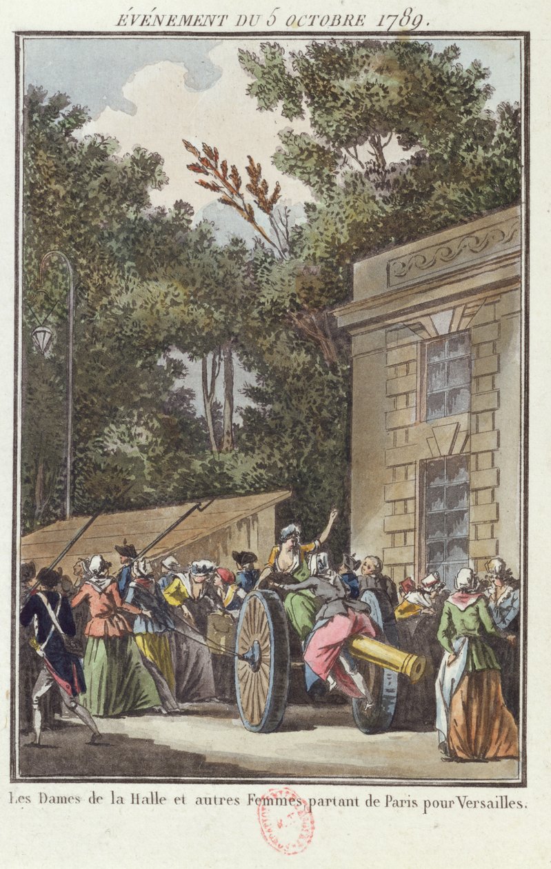 As mulheres de Les Halles marchando para Versalhes, 5 de outubro de 1789 de Jean Francois Janinet