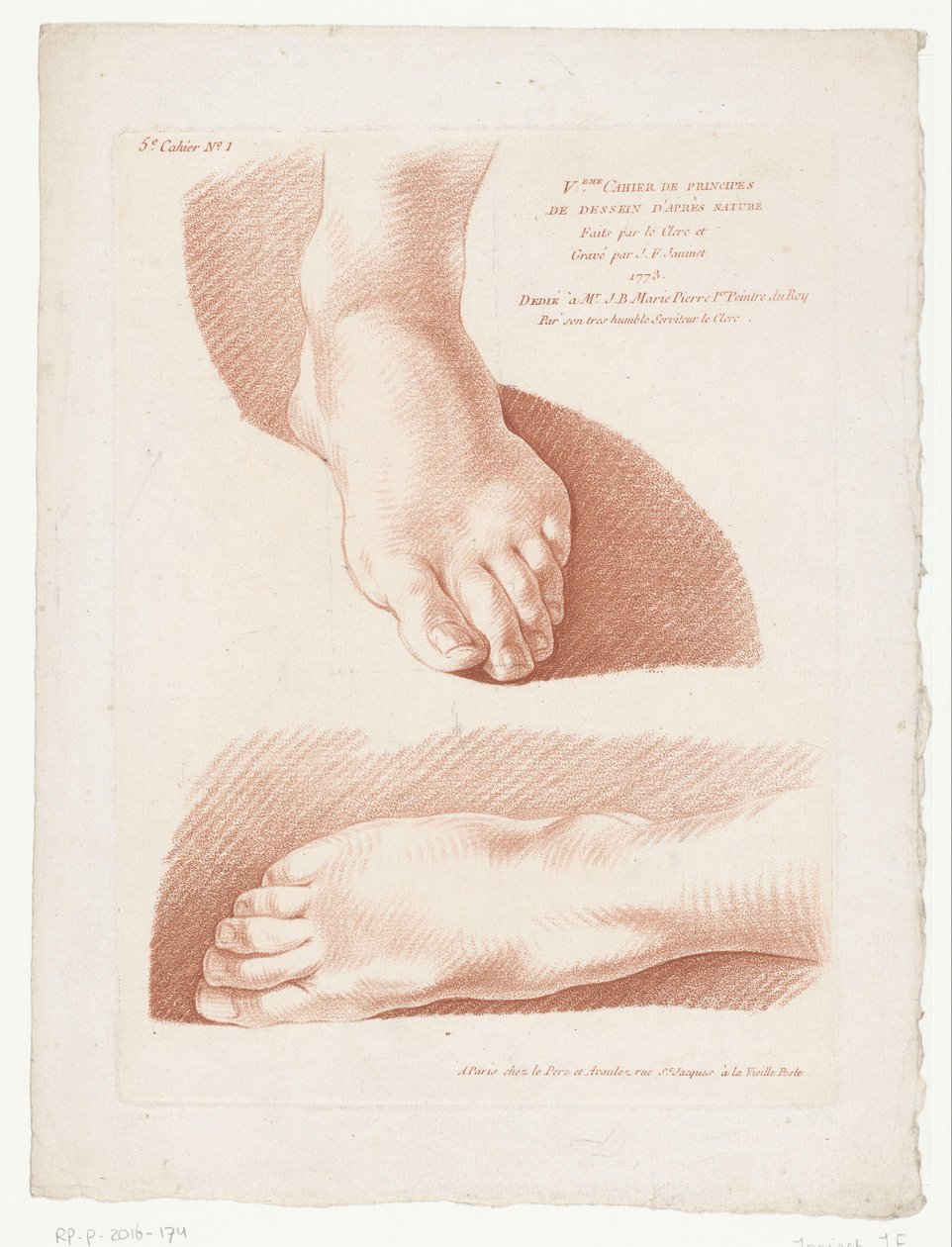 Imagem do título com dois pés Composições com partes do corpo humano (título da série) V.eme Cahier de princípios de dessein d