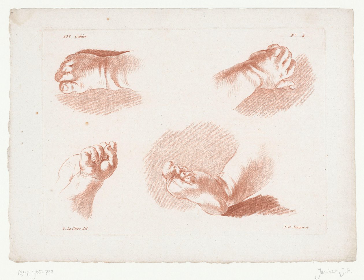 As mãos e os pés de duas crianças
Composições com partes do corpo humano (título da série)
Xe Cahier de principes du dessin d