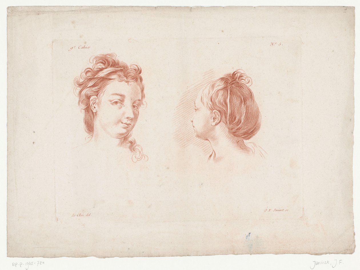 Duas cabeças de mulher
Composições com partes do corpo humano (título da série)
IX Cahier de Principes du Dessin d