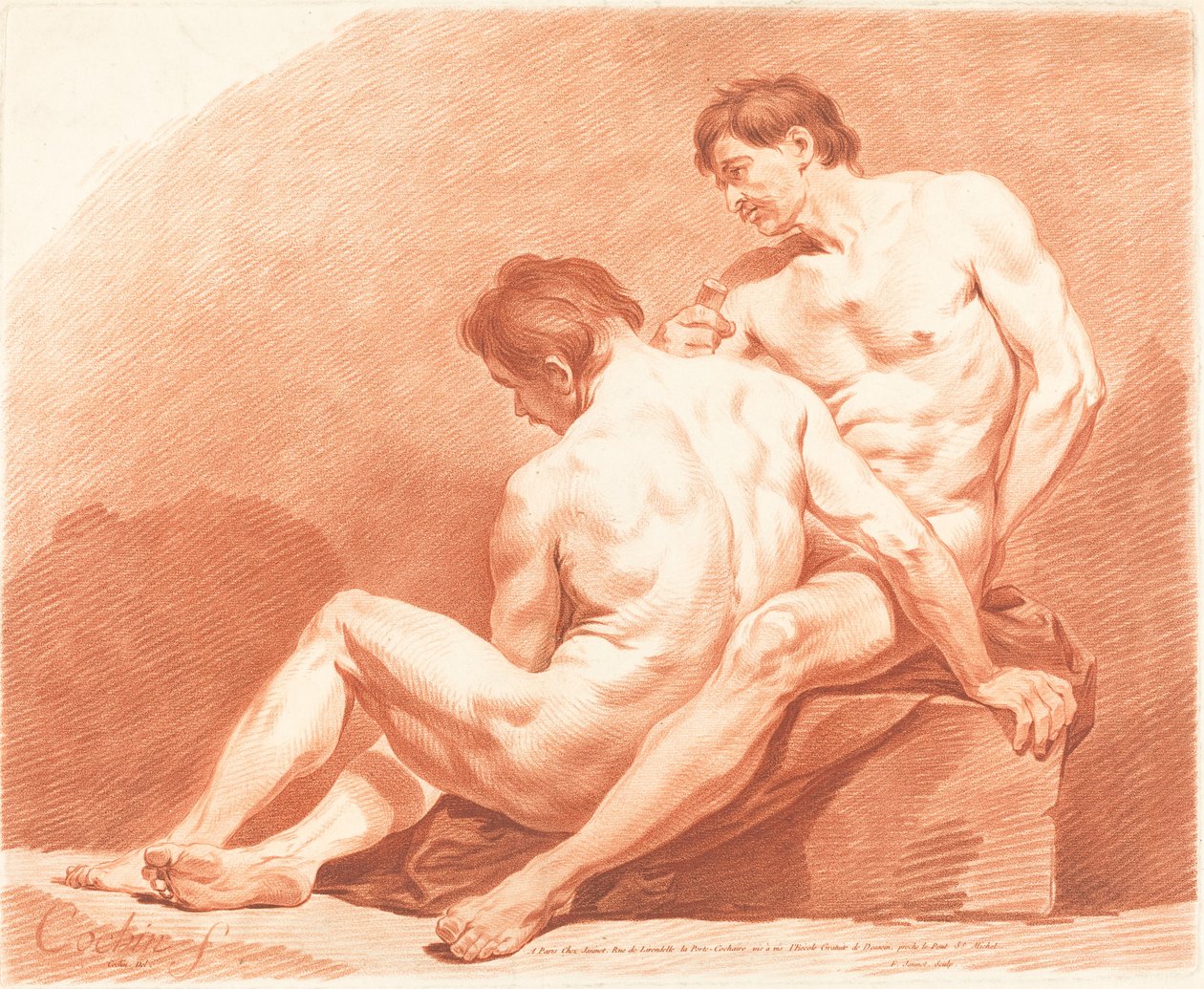 Dois nus masculinos, c. 1774. de Jean Francois Janinet