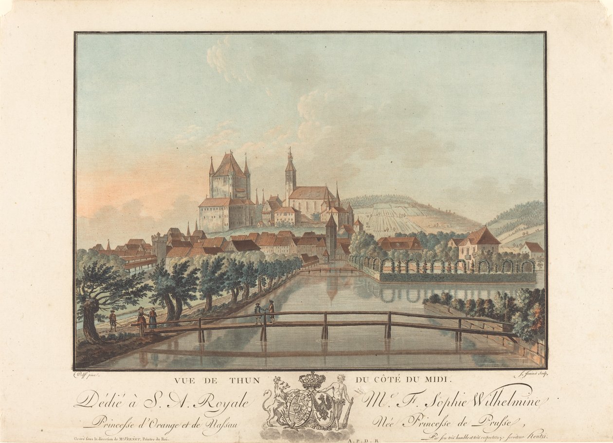 Vista de Thun da Cote du Midi, provavelmente 1776. de Jean Francois Janinet