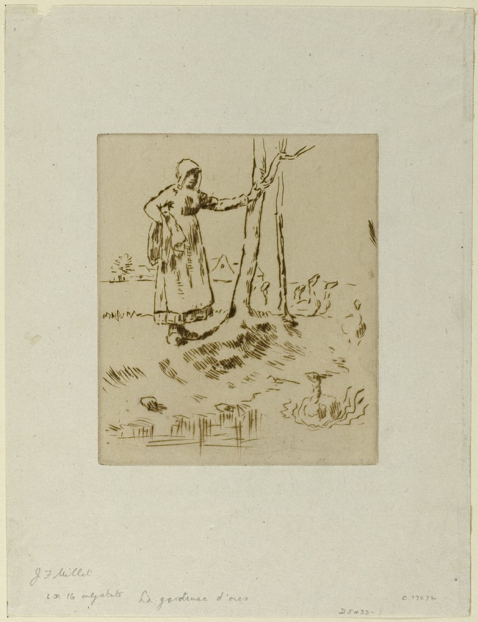 Uma garota cuidando de gansos de Jean Francois Millet