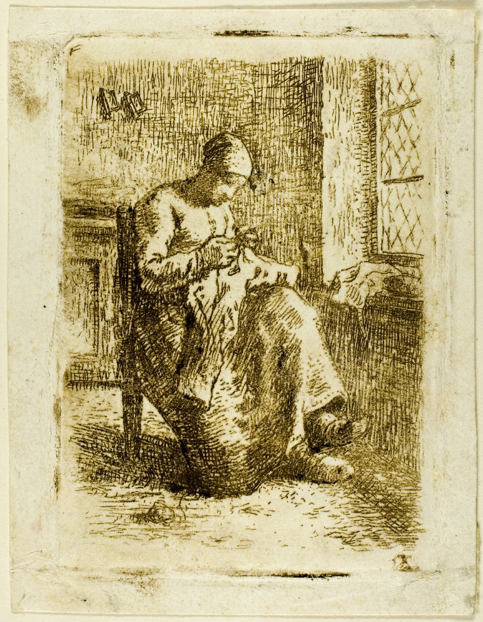 Uma mulher costurando de Jean Francois Millet