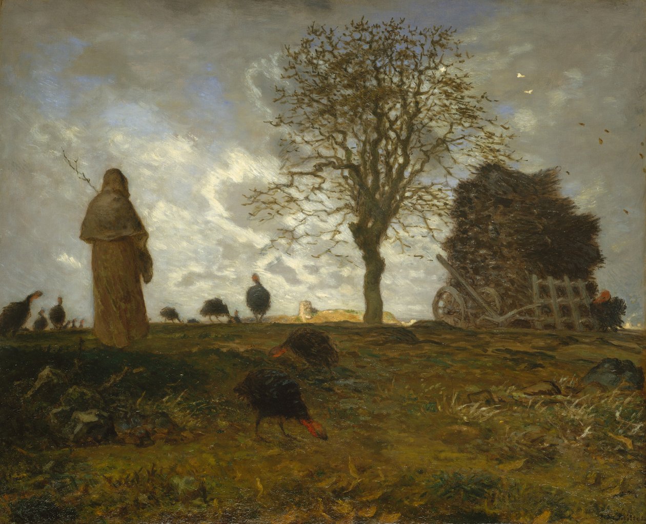 Autumn Landscape com um bando de perus, 1872-73. de Jean Francois Millet