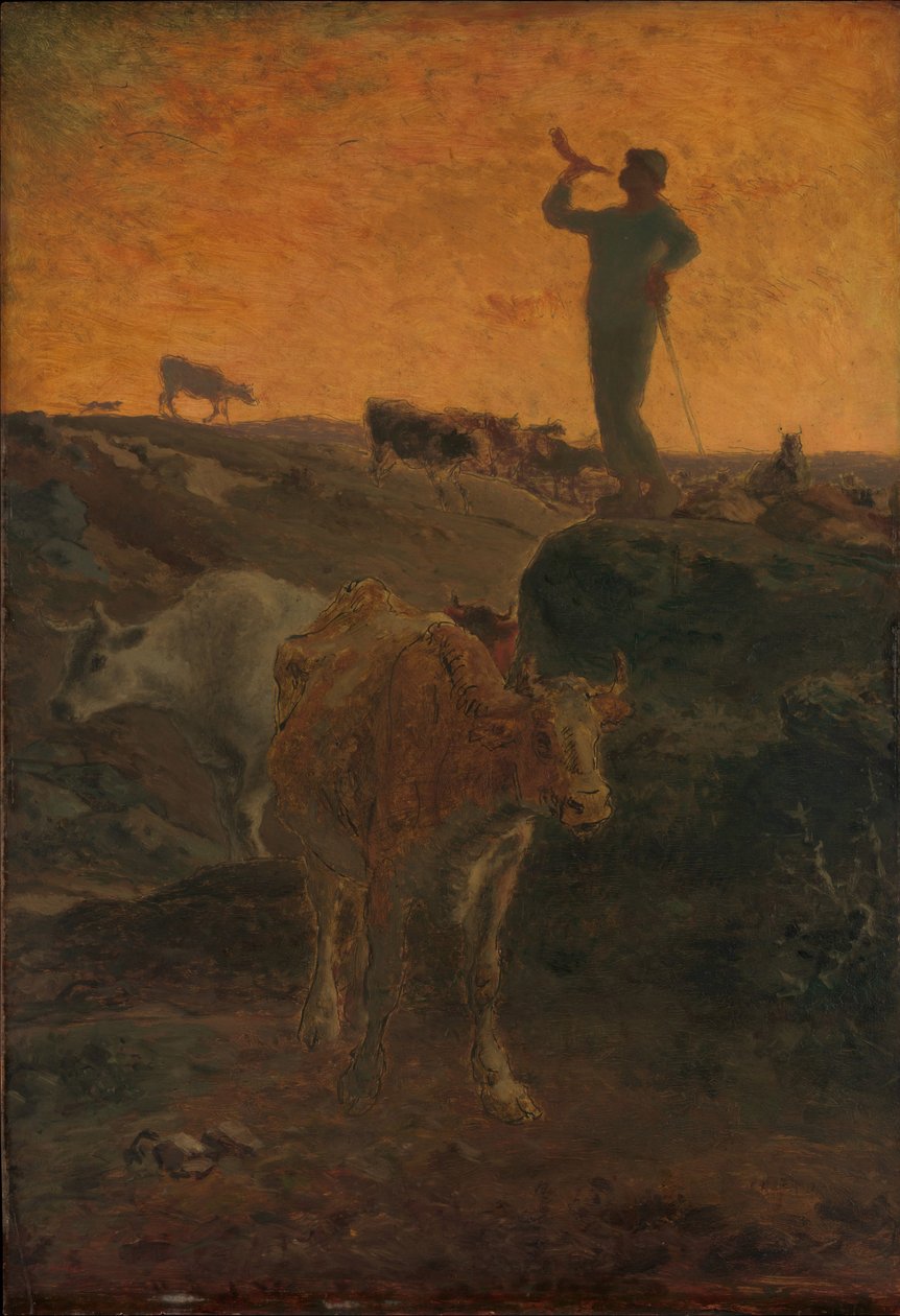 Chamando as vacas para casa, c.1872 de Jean Francois Millet