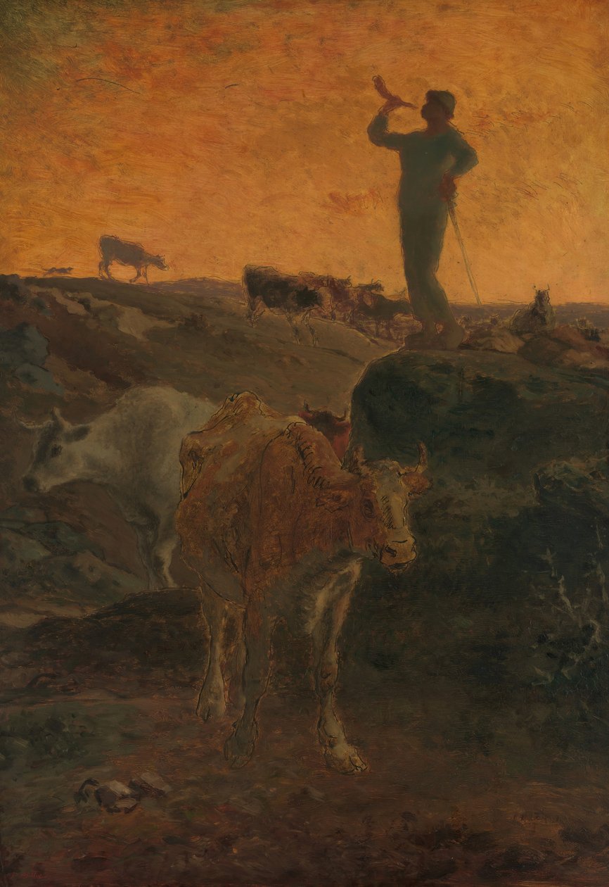 Chamando as vacas para casa, ca. 1872. de Jean Francois Millet