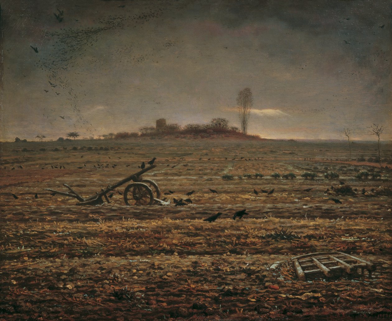 A planície de Chailly com grade e arado de Jean Francois Millet