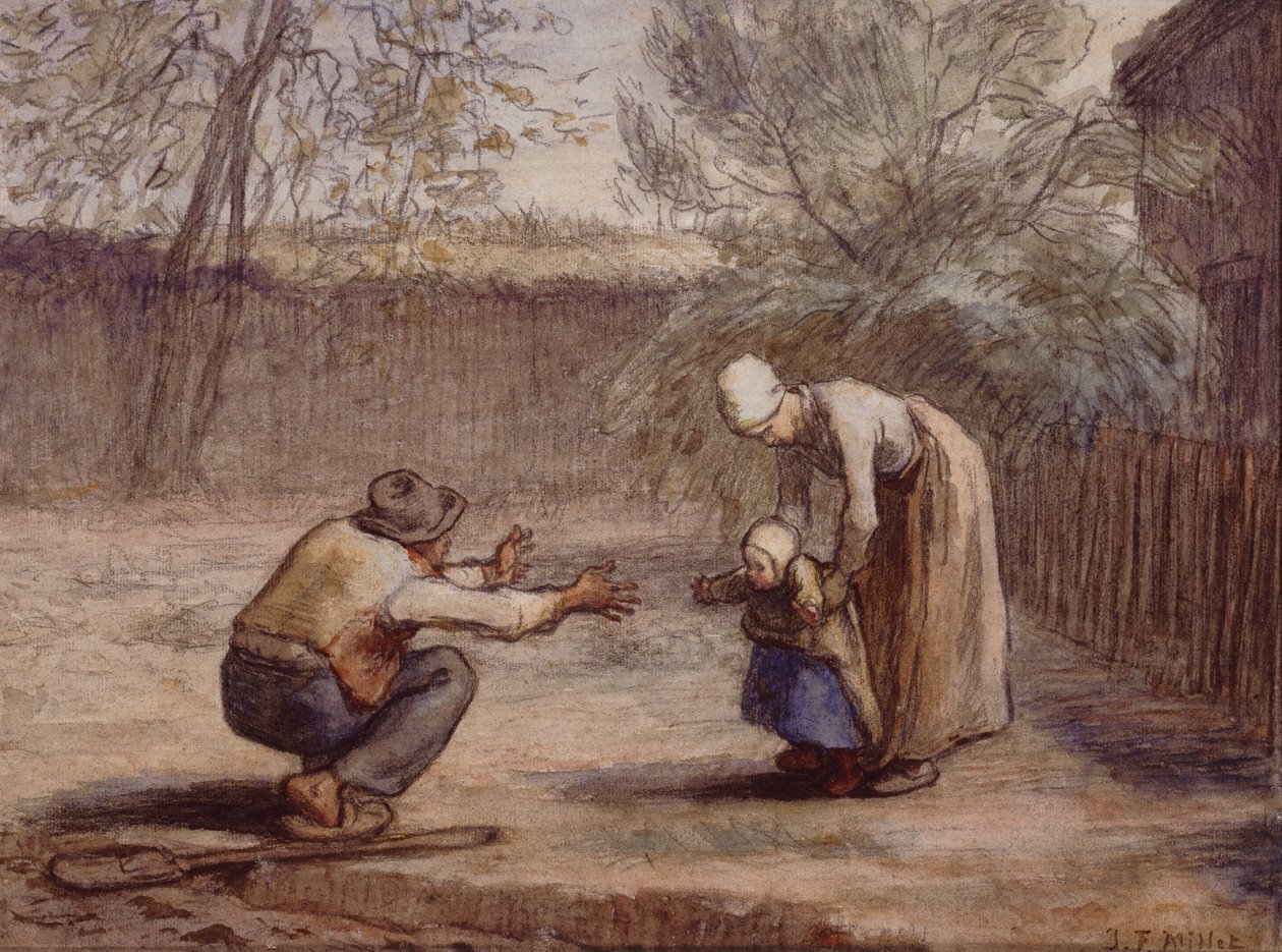 Primeiros Passos (giz e aquarela) de Jean Francois Millet