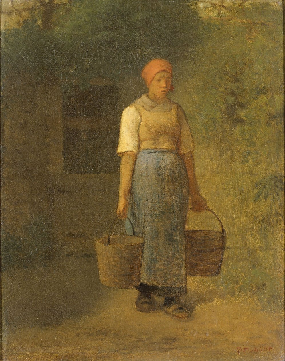 Menina carregando água, c.1855-60 de Jean Francois Millet